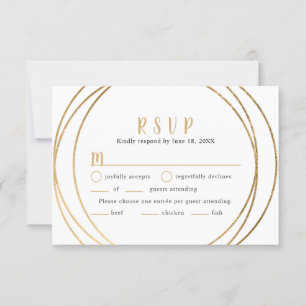 Cartons Réponse Faux cadre géométrique rond en or pour mariage RSV