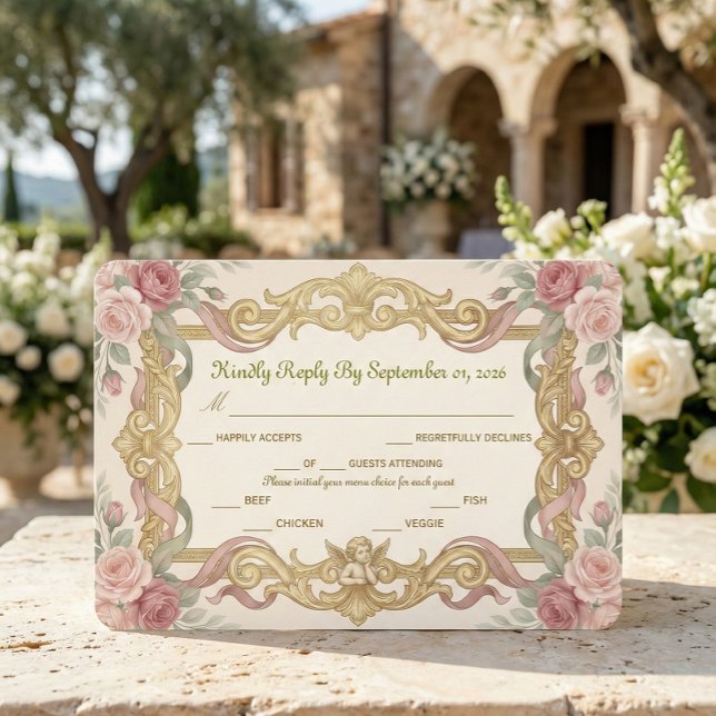 Cartons Réponse Faux Or Feuille Baroque Rococo Floral (Créateur téléchargé)