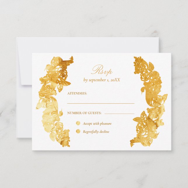 Cartons Réponse Faux papier d'or baroque mariage Crest (Devant)