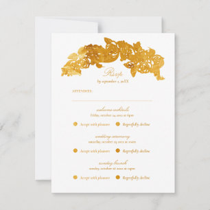 Cartons Réponse Faux Papier D'or Romantique Baroque Multi-Événemen