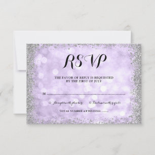 Cartons Réponse Faux Parties scintillant violet argenté Bat mitzva