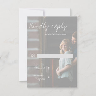 Cartons Réponse Faux Vellum Effect Photo Elegant Modern Wedding