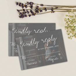 Cartons Réponse Faux Vellum Effet Deux Photo Mariage Élégant