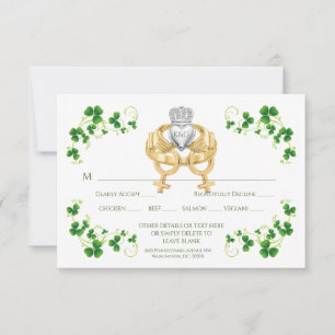 Cartons Réponse Femme Anneau Claddagh Irlandais et Trèfles Féminin