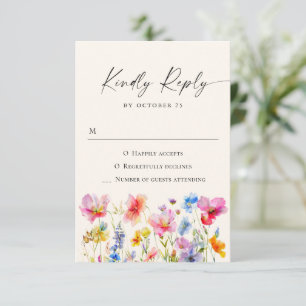 Cartons Réponse Festive Bright Watercolor Flowers Mariage