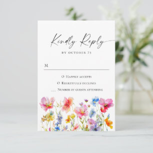 Cartons Réponse Festive Bright Watercolor Flowers Mariage