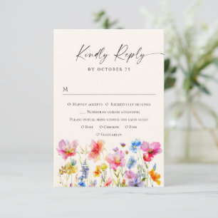 Cartons Réponse Festive Bright Watercolor Flowers Mariage