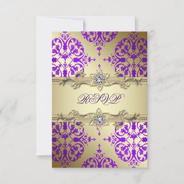Cartons Réponse Fête damas or violet Or violet (Devant)