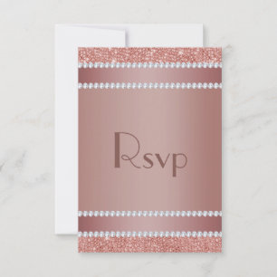 Cartons Réponse Fête d'anniversaire Glitzy Rose Gold & Diamond Gem