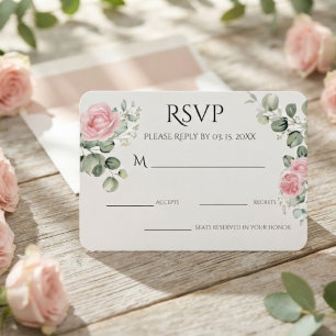 Cartons Réponse Fête de fiançailles florale aquarelle rose