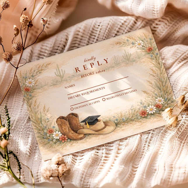 Cartons Réponse Fête de fin d'études Boho Cowgirl (Créateur téléchargé)