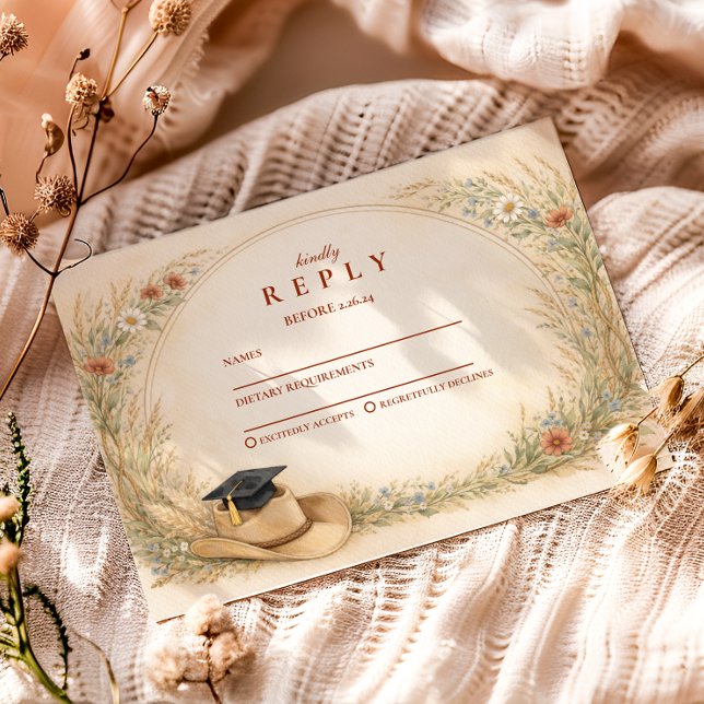 Cartons Réponse Fête de fin d'études de Western Floral (Créateur téléchargé)