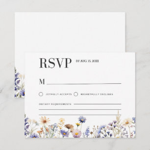 Cartons Réponse Fête de mariage aux fleurs sauvages bleu clair aqu