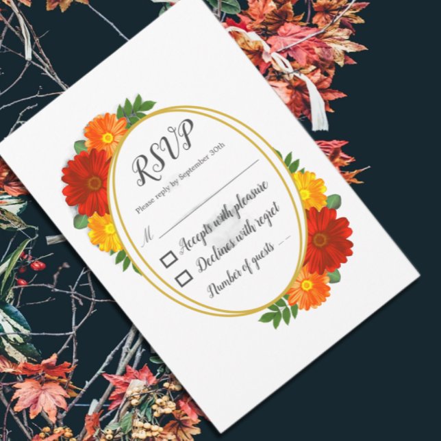 Cartons Réponse Fête de mariage floral d'automne (Créateur téléchargé)