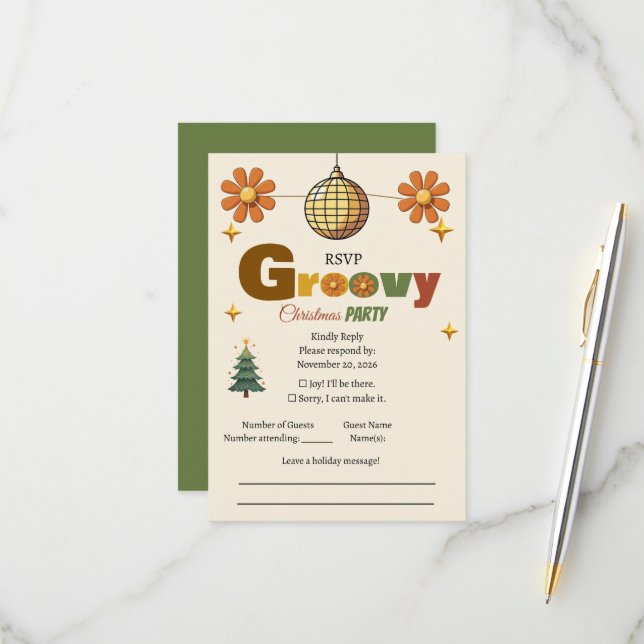 Cartons Réponse Fête de Noël Groovy 70  (Devant/Arrière en situation)
