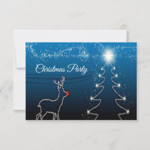 Cartons Réponse Fête de Noël Renne Arbre Ciel Bleu Étoiles Brillan