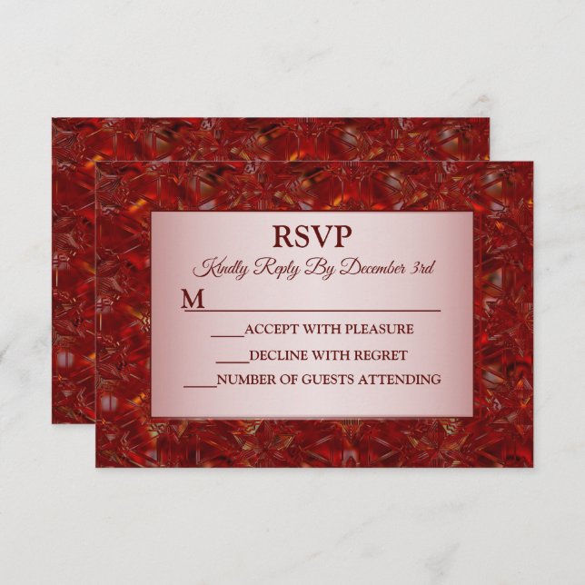Cartons Réponse Fête de Noël Rouge Élégantes Fêtes (Devant / Derrière)