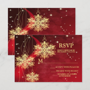 Cartons Réponse Fête de Noël Rouge Golden Snowflakes Fêtes