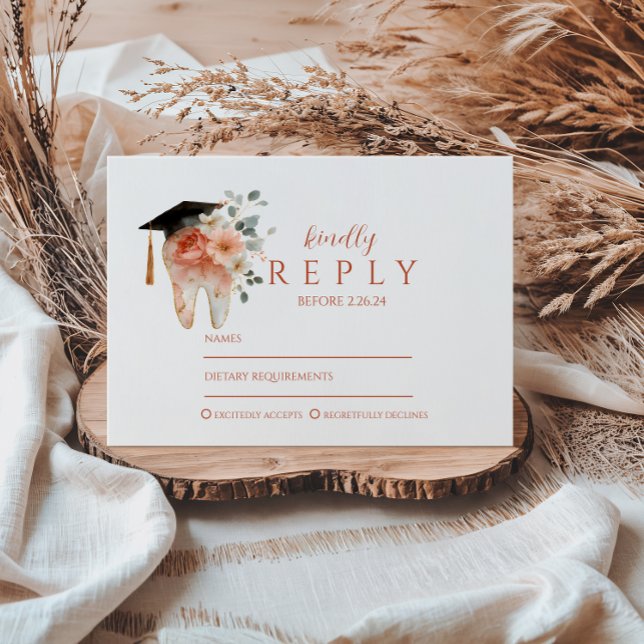 Cartons Réponse Fête de remise de diplômes de dent douce florale (Créateur téléchargé)