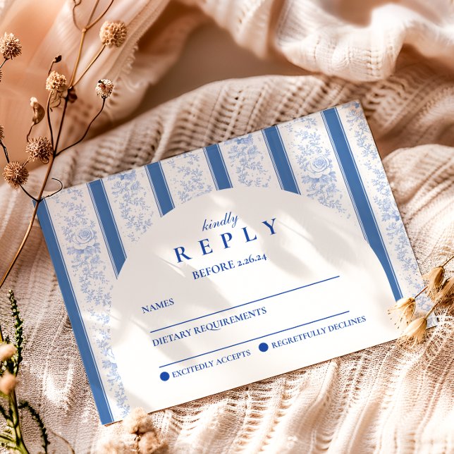 Cartons Réponse Fête de remise des diplômes avec toile de Jouy ble (Créateur téléchargé)