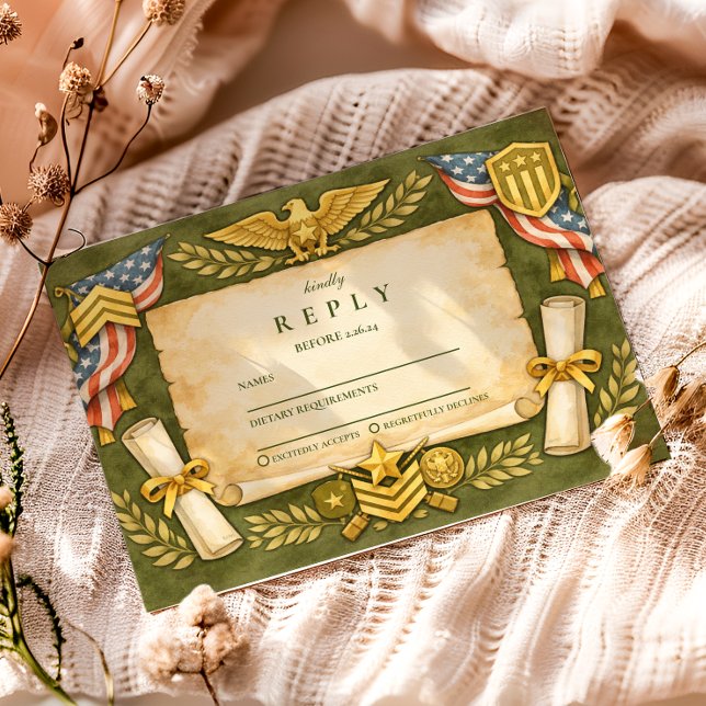 Cartons Réponse Fête de remise des diplômes patriotique militaire (Créateur téléchargé)