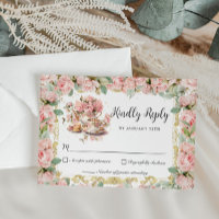 Fête de thé élégante bébé floral rose vintage