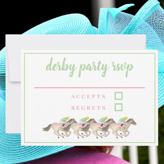 Cartons Réponse Fête du Derby Aquarelle Jockeys Course de Chevaux 