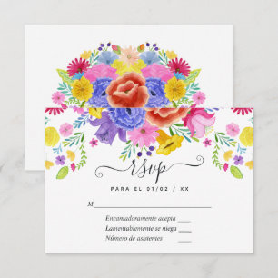Cartons Réponse Fête espagnole florale pour Quinceañera