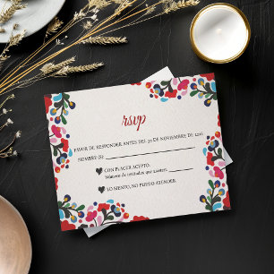 Cartons Réponse Fête florale colorée Mariage espagnol
