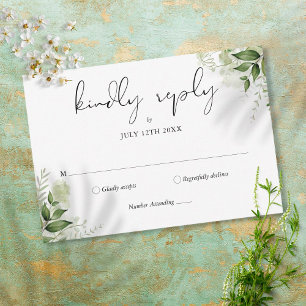 Cartons Réponse Feuillage de verdure rustique élégant de mariage