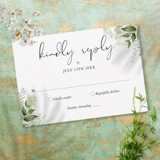 Cartons Réponse Feuillage de verdure rustique élégant de mariage (Créateur téléchargé)