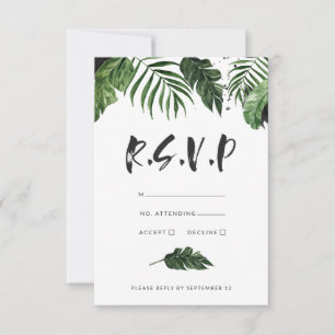 Cartons Réponse Feuillage tropical moderne peint mariage r.s.v.p