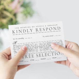 Cartons Réponse Feuille de défilement officiel Mariage noir et bla