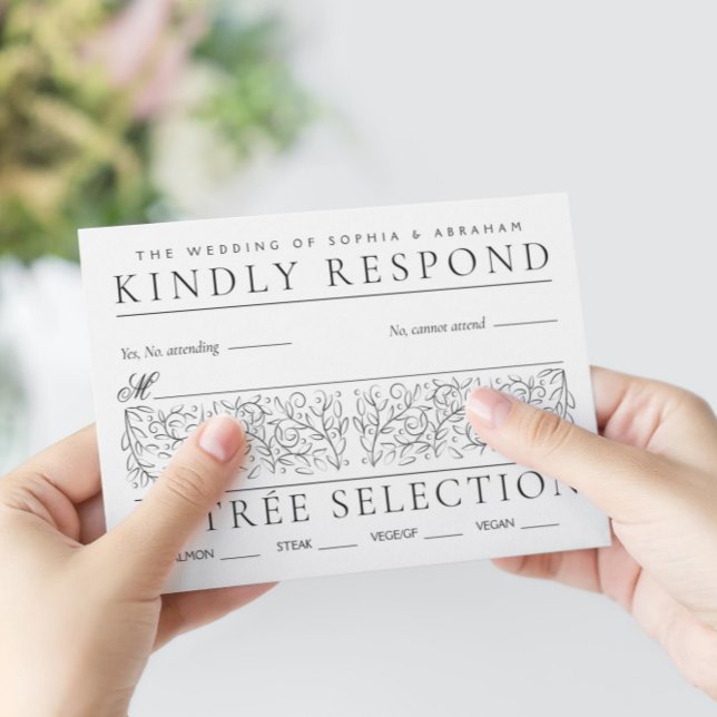 Cartons Réponse Feuille de défilement officiel Mariage noir et bla (Créateur téléchargé)