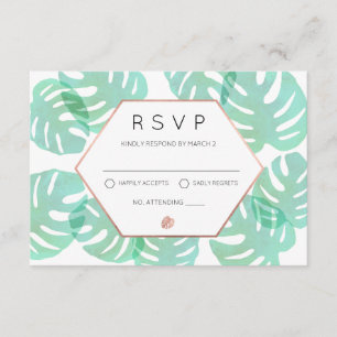 Cartons Réponse Feuille et or Rose Monstera