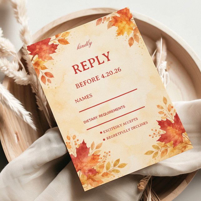 Cartons Réponse Feuilles d'automne aquarelle Invité (Créateur téléchargé)