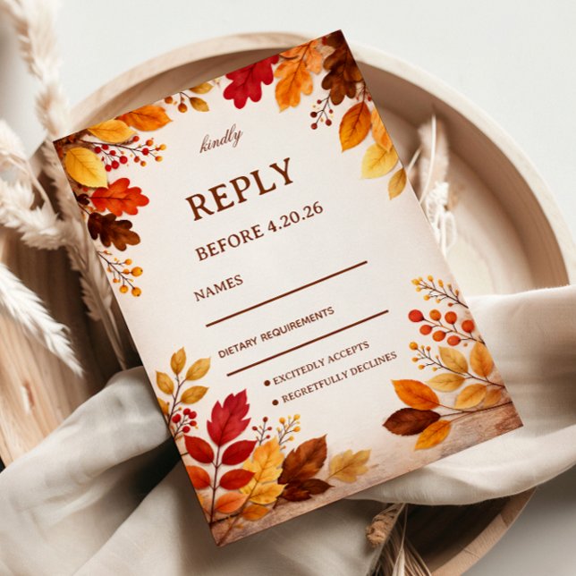 Cartons Réponse Feuilles d'automne Chaudes Botaniques (Créateur téléchargé)