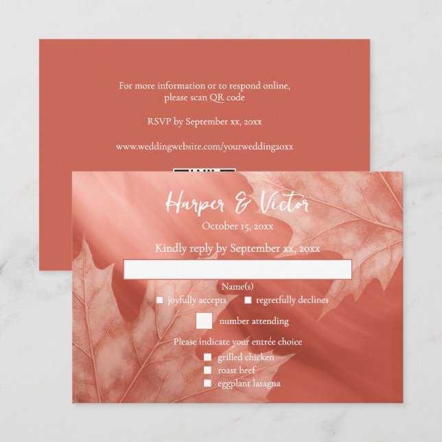 Cartons Réponse feuilles d'érable en terre cuite accent QR code (Devant / Derrière)