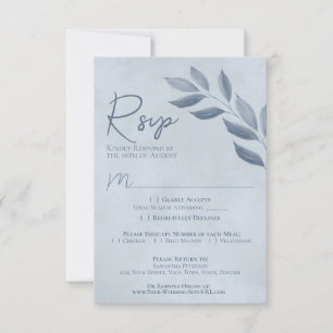 Cartons Réponse Feuilles désireux Dusty Blue Aquarelle Mariage