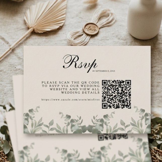 Cartons Réponse Feuilles d'eucalyptus bohème avec code QR de maria (Créateur téléchargé)