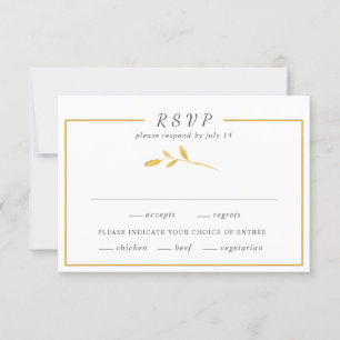 Cartons Réponse Feuilles or simple Mariage design tendance