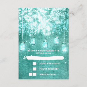 Cartons Réponse Ficelez les pots de maçon turquoises de lumières