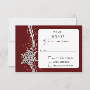 Cartons Réponse Flammes de neige en argent rouge Mariage d'hiver R