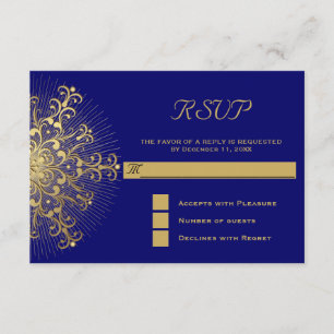 Cartons Réponse Flèche de neige en or sur le mariage d'hiver bleu