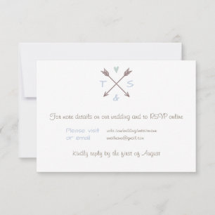 Cartons Réponse Flèches Cœur Bleu - Détails du Jour de Mariage
