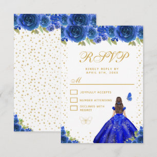Cartons Réponse Fleur Bleue Brunette Cheveux Princesse Sweet Seize