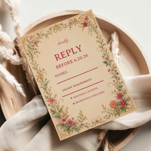 Cartons Réponse Fleur botanique vintage