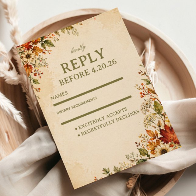 Cartons Réponse Fleur d'automne vintage (Créateur téléchargé)