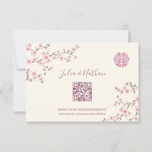 Cartons Réponse Fleur de cerisier rose poussiéreuse Mariage chinoi (Dos)