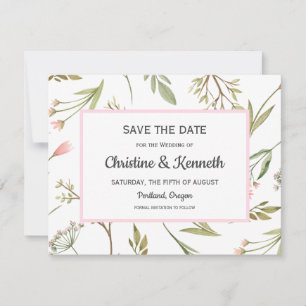 Cartons Réponse Fleur de prairie rose aérée Mariage Enregistrer la